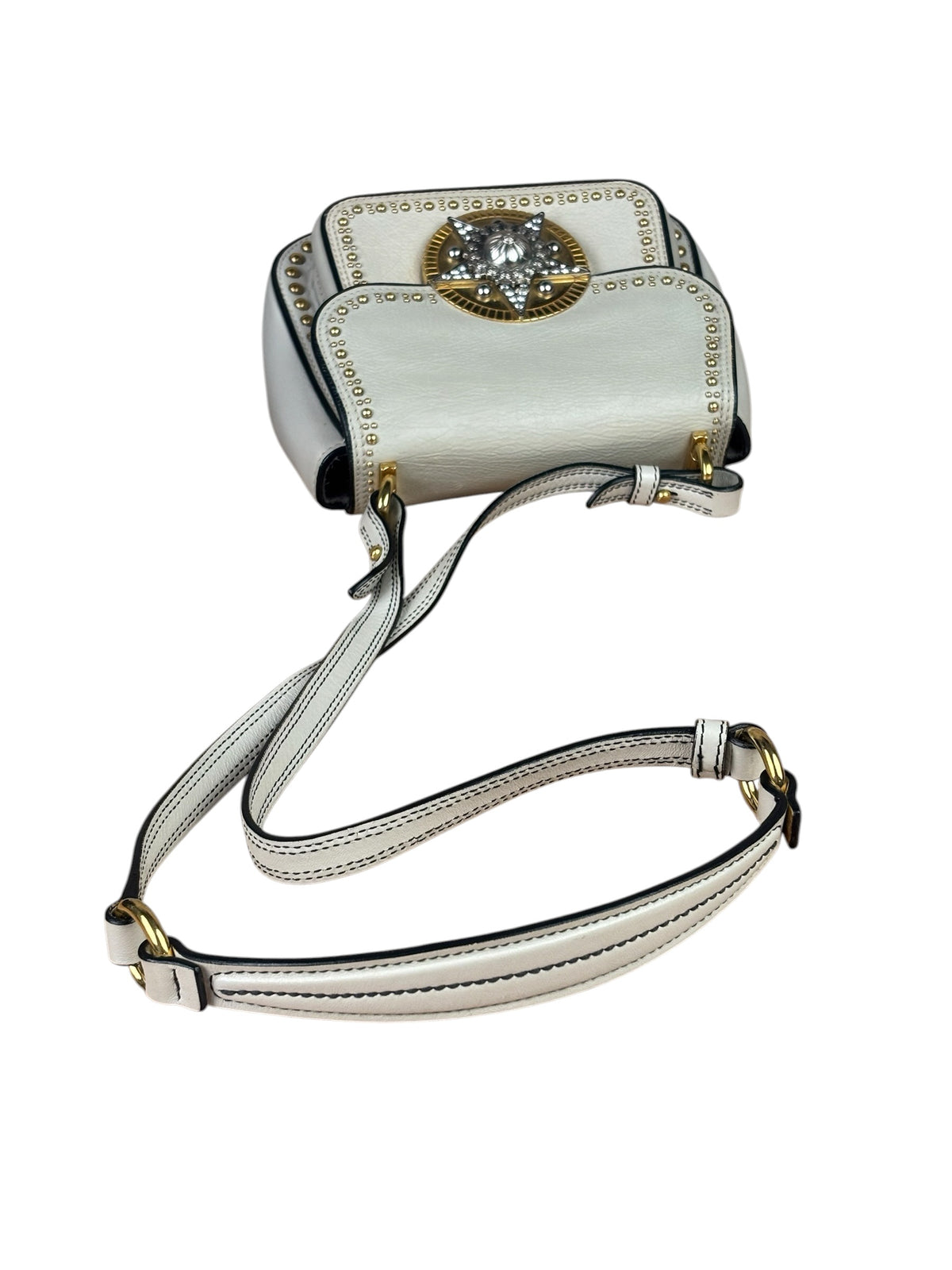 Miu Miu Cream Leather Dahlia Jewel Star Crossbody