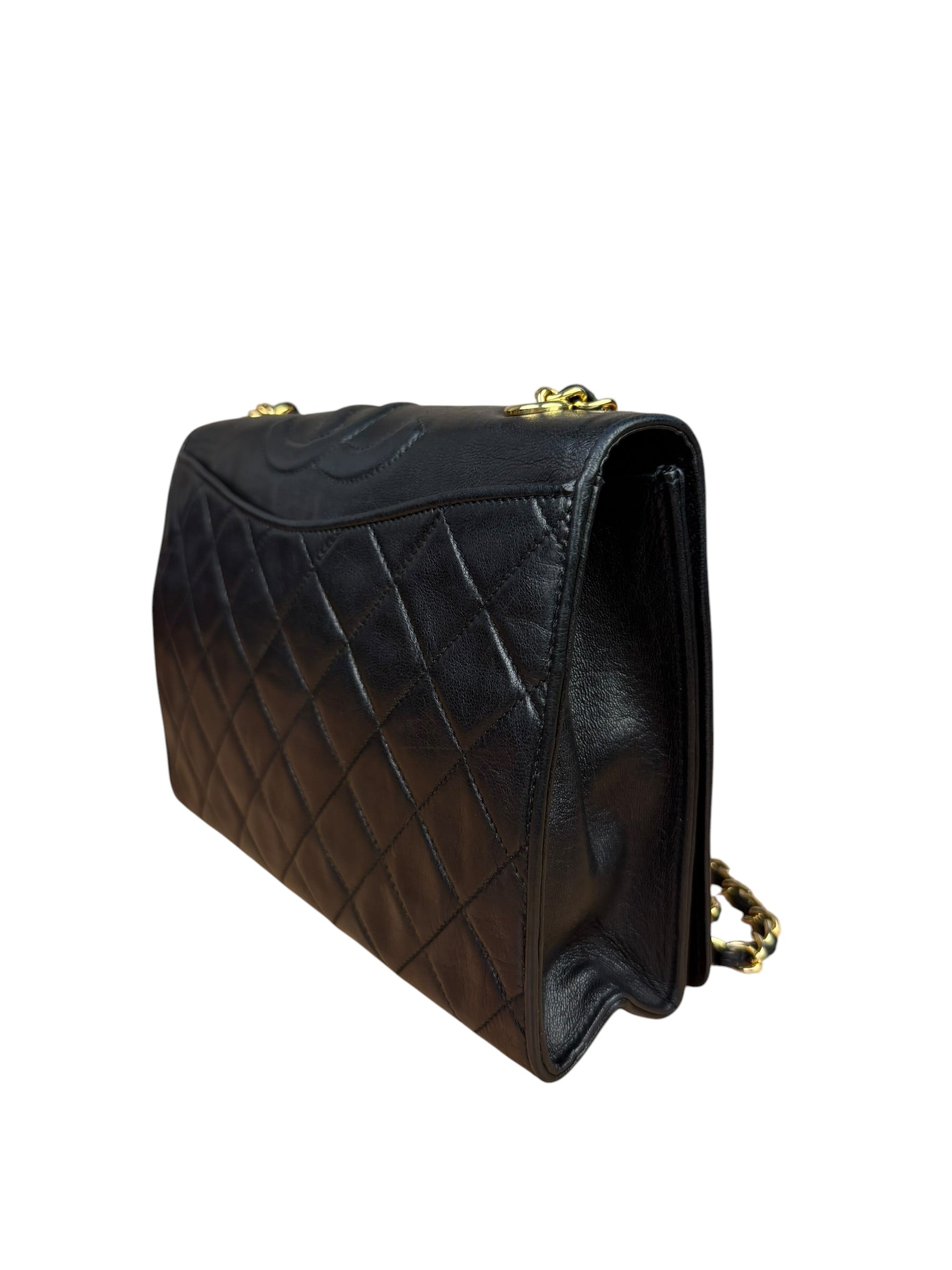 Chanel Black Diamond Stitch CC Timeless Chain Flap Bag '89-'91
