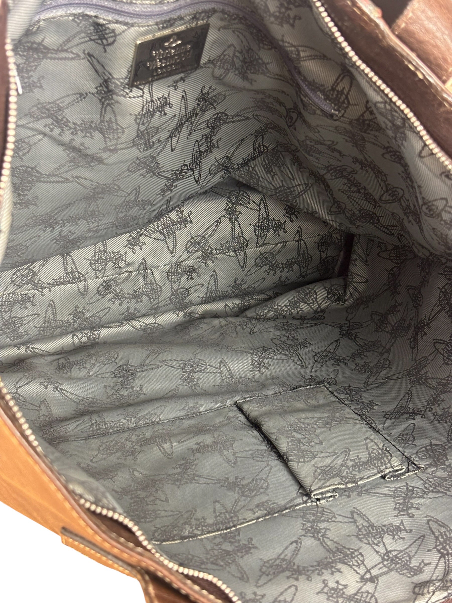 Vivienne Westwood Brown Leather Tartan Shoulder/Tote Bag