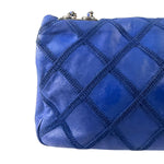 Chanel Blue Leather Diamond Stitch Iridescent Chain Flap Bag 2012