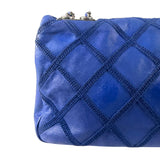 Chanel Blue Leather Diamond Stitch Iridescent Chain Flap Bag 2012