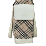 Burberry White Leather Trim Nova Check Shoulder Bag