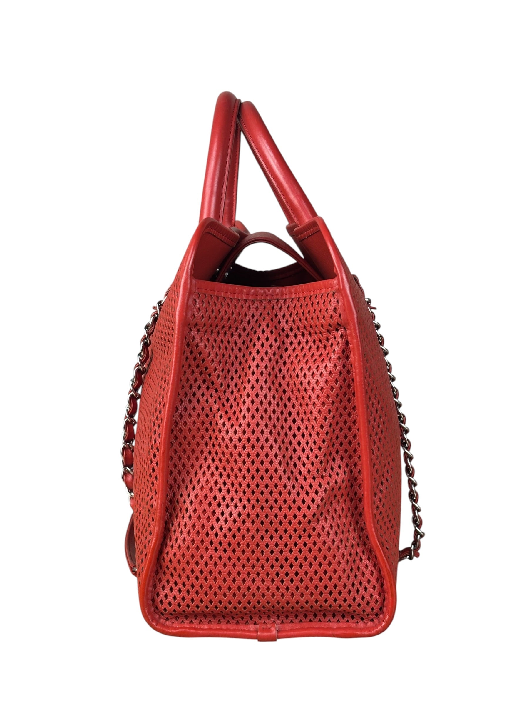 Chanel Red Perforated Leather Up in the Air 2Way Tote 2014
