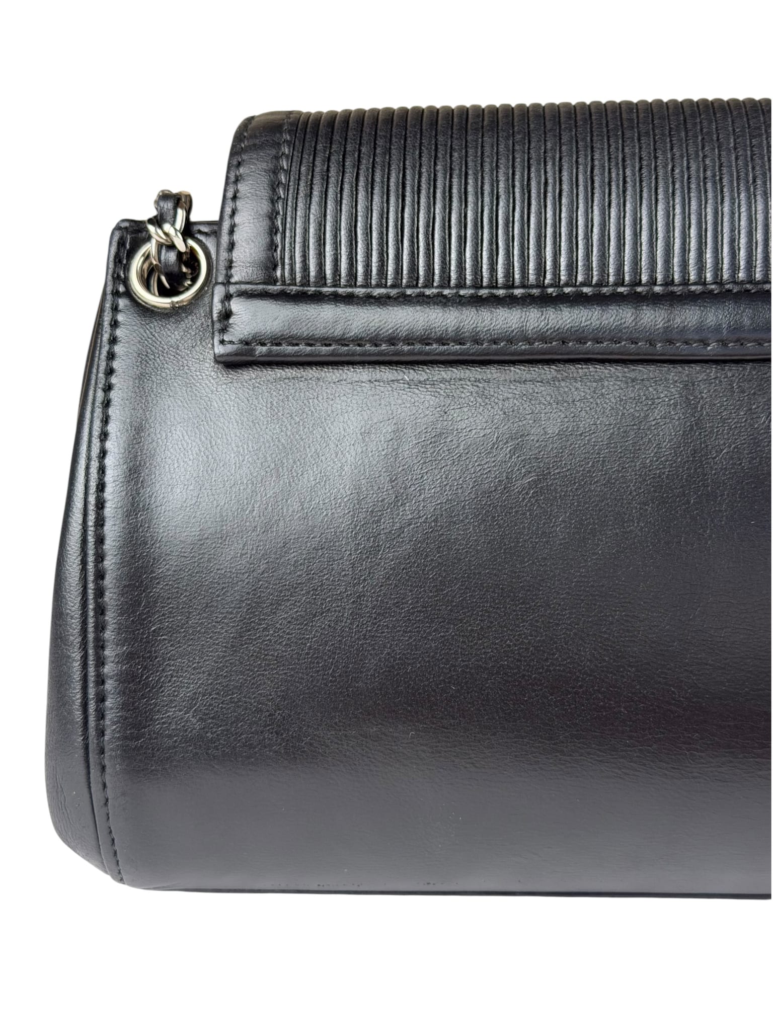 Chanel Black Leather Mademoiselle Accordion Flap Bag 2000