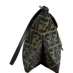 Fendi Brown Leather Trim Zucca FF Monogram Baguette