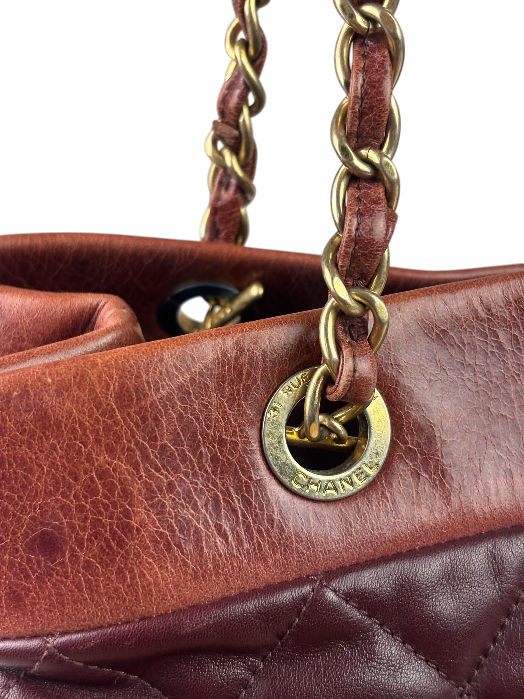 Chanel Bi-Color Burgundy Quilted Soft Elegance Tote 2014