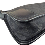 Gucci Black Canvas Leather Trim Shoulder Bag