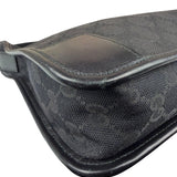 Gucci Black Canvas Leather Trim Shoulder Bag