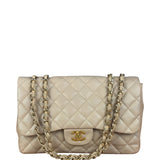 Chanel Beige Clair Jumbo Classic Flap Shoulder Bag 1990