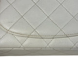 Chanel White Quilted Caviar Wooden M Flap 1999
