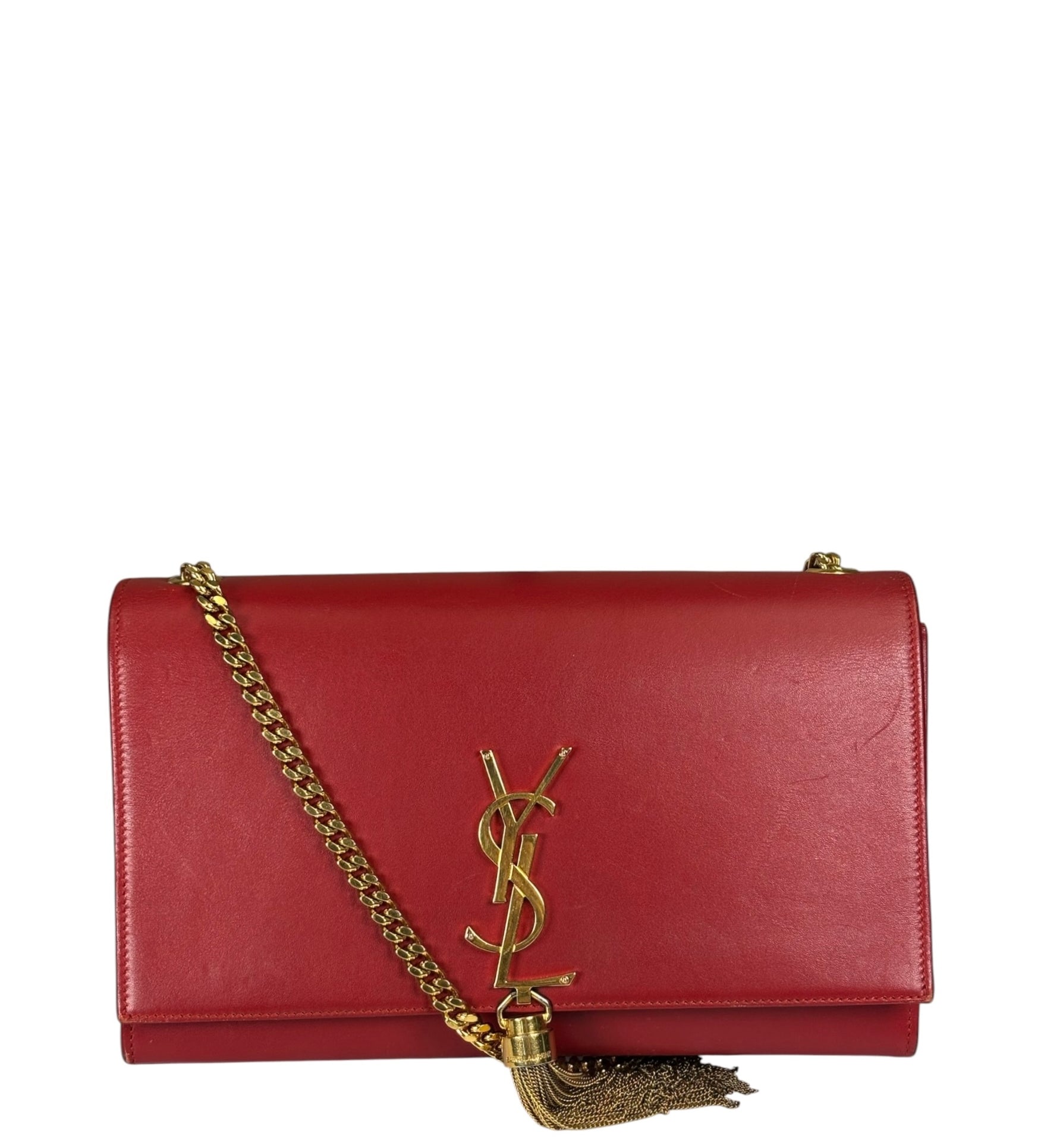 Yves Saint Laurent Red Leather Medium Kate Shoulder Bag