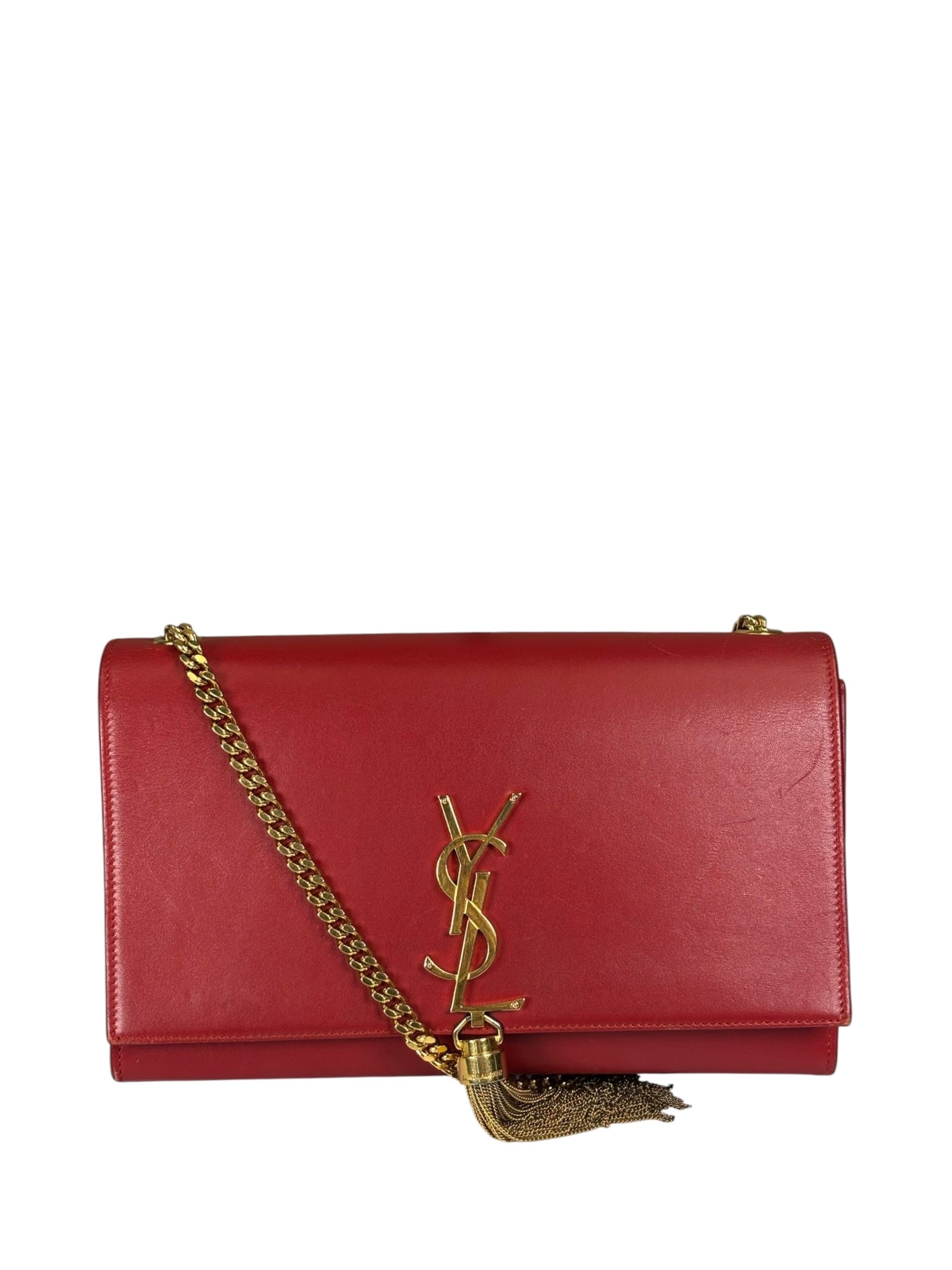 Yves Saint Laurent Red Leather Medium Kate Shoulder Bag