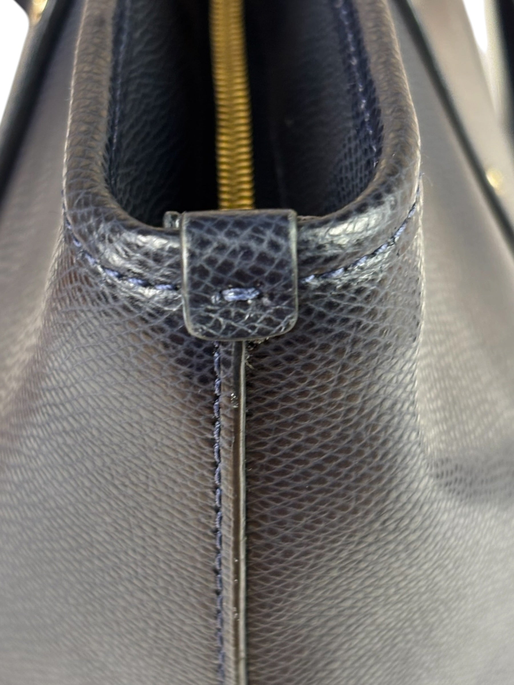 Coach Navy Crossgrain Leather City Zip Shoulder Bag
