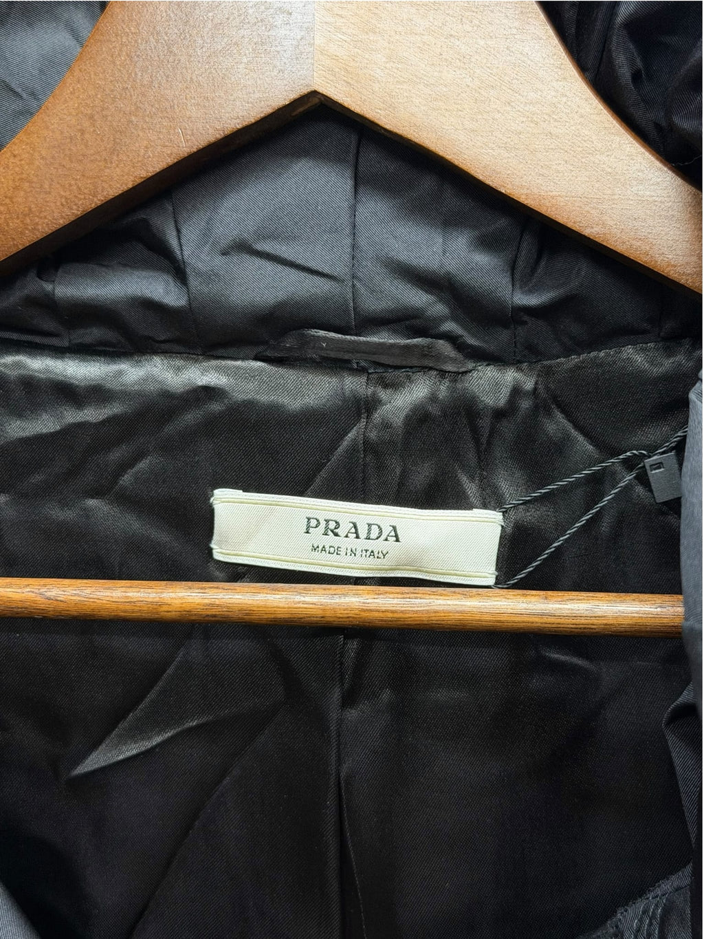 Prada Black Nylon Belted Hooded Trench Short Sleeves Coat
