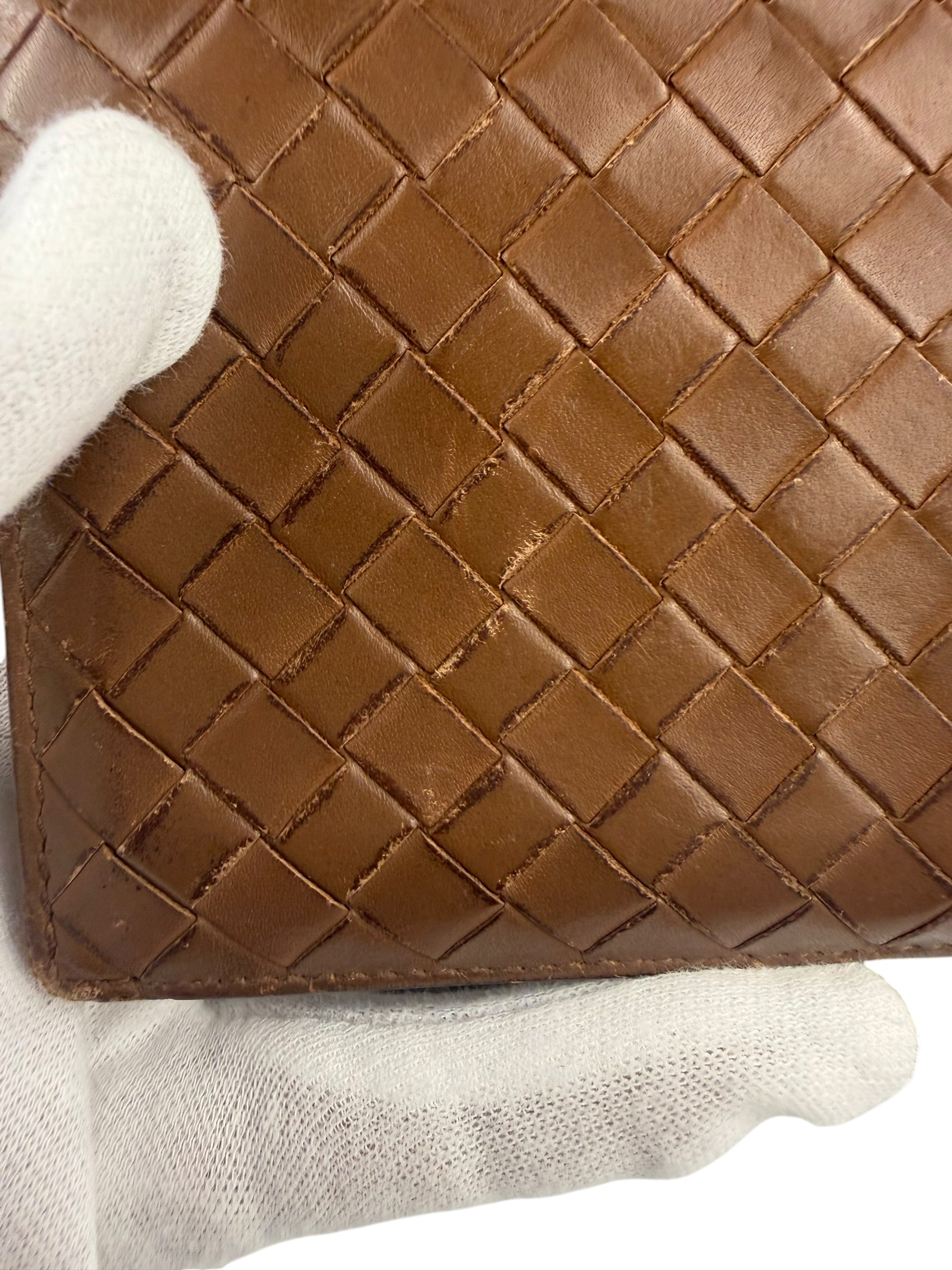 Bottega Veneta Brown Intercciato Bifold Wallet