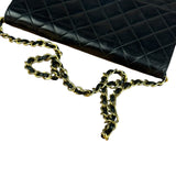Chanel Black Diamond Stitch Lambskin Square Flap 1988