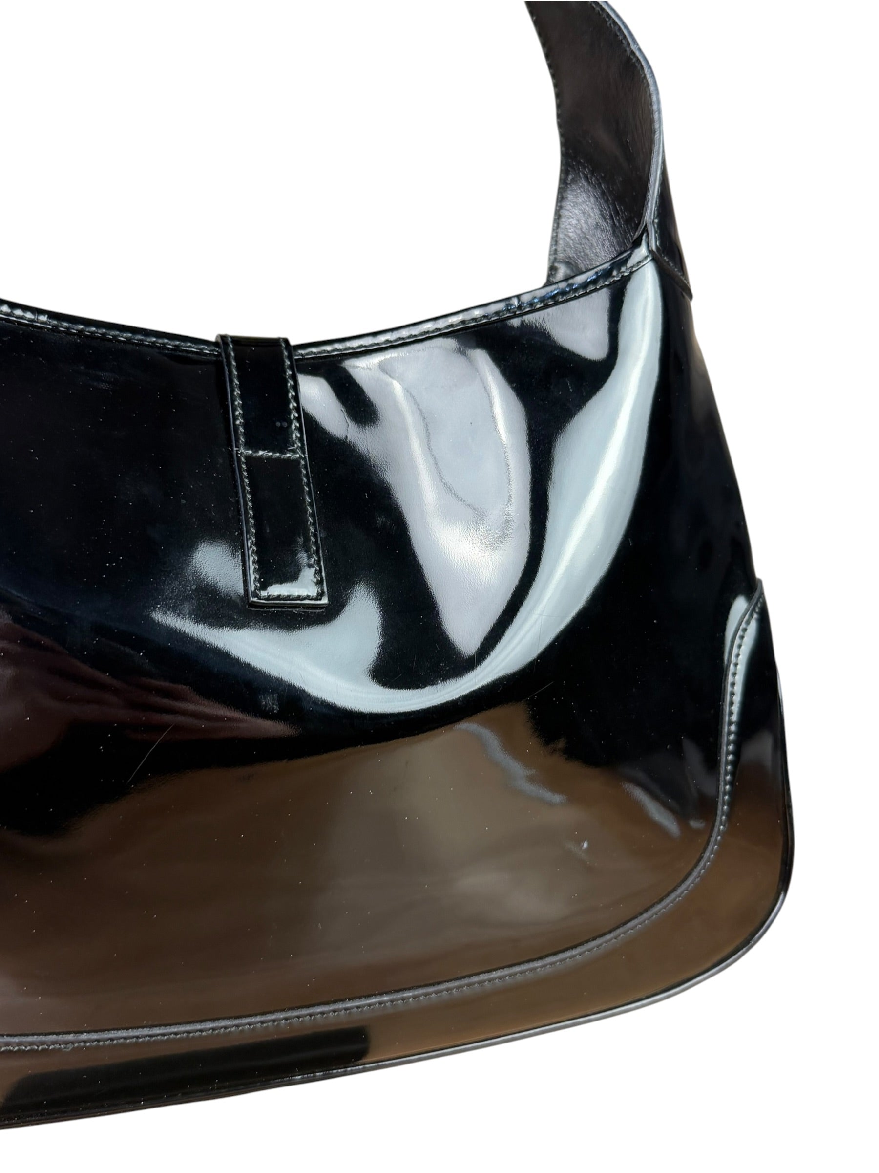Gucci Vintage TF Black Patent Leather Jackie Hobo Bag