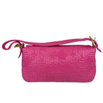 Fendi Pink Leather Logo Embossed Baguette