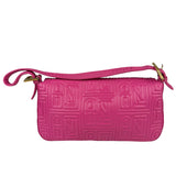 Fendi Pink Leather Logo Embossed Baguette