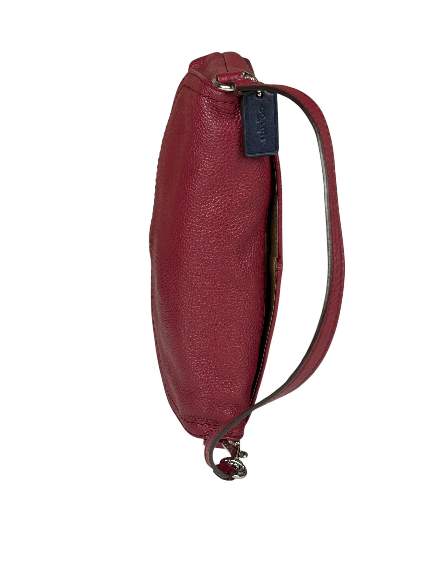 Coach Burgundy Pebbled Leather Flap Pochette