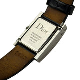 Dior Silver Dial Black Leather Strap D78-100