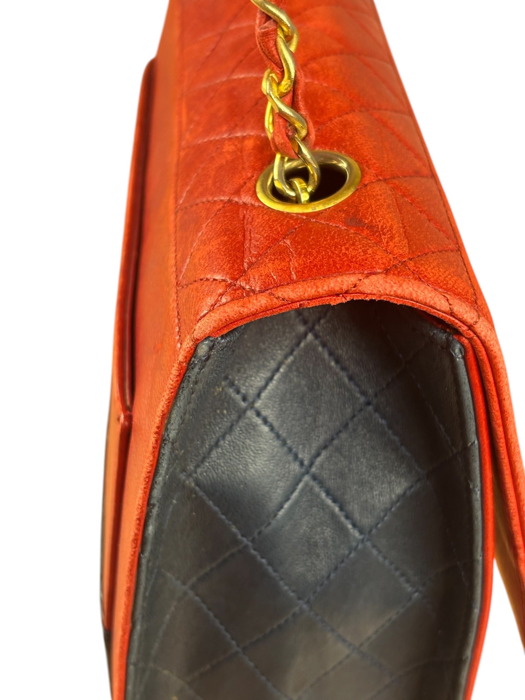 Chanel Red & Navy Trapezoid Flap Bag 1992