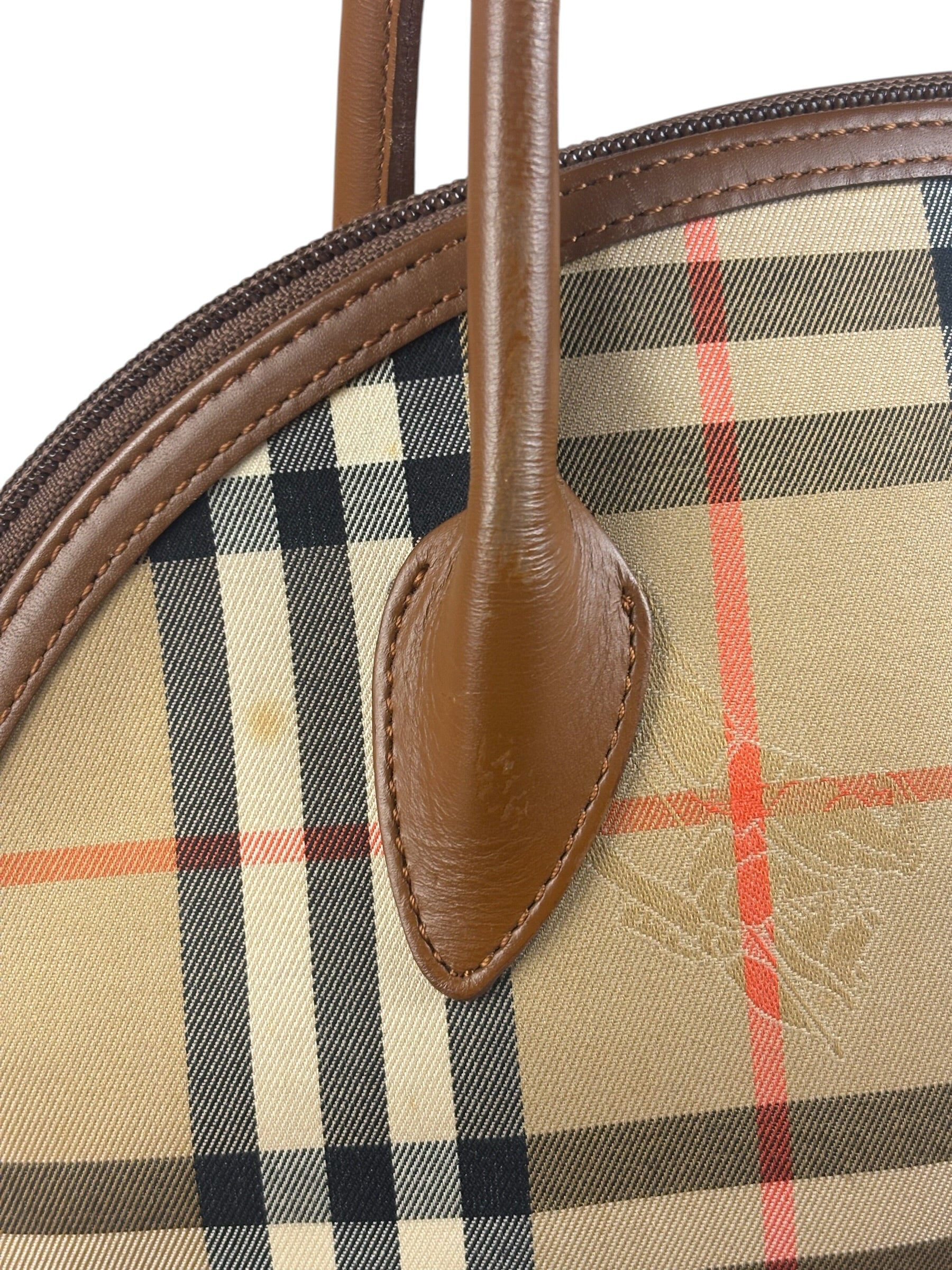 Burberry Vintage House Haymarket Check Dome Satchel Handbag