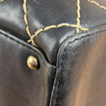 Chanel Vintage Black Leather Wild Stitch Bowler Shoulder Bag 2001
