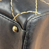 Chanel Vintage Black Leather Wild Stitch Bowler Shoulder Bag 2001