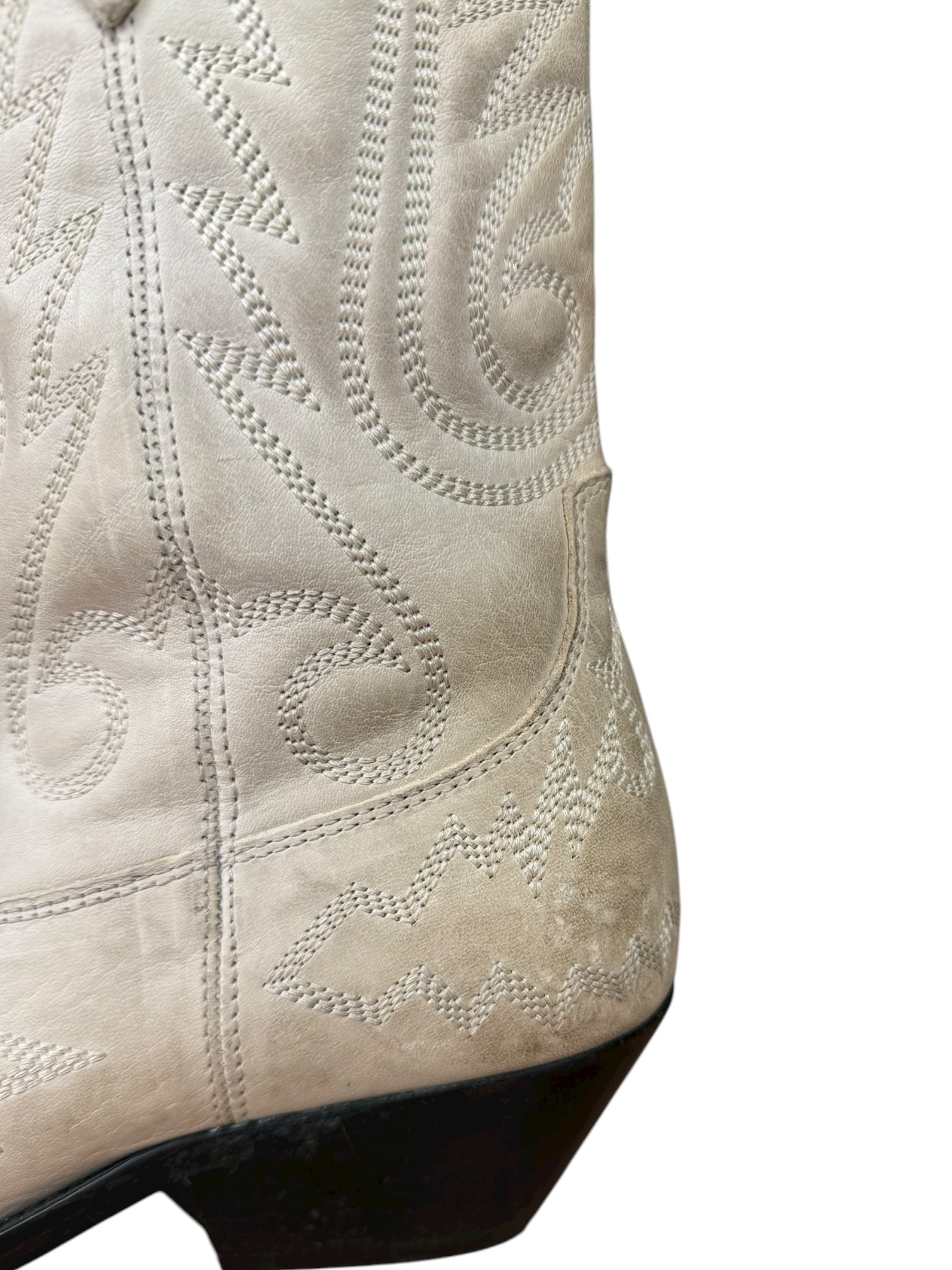 Isabel Marant White Distress Leather Western Boots