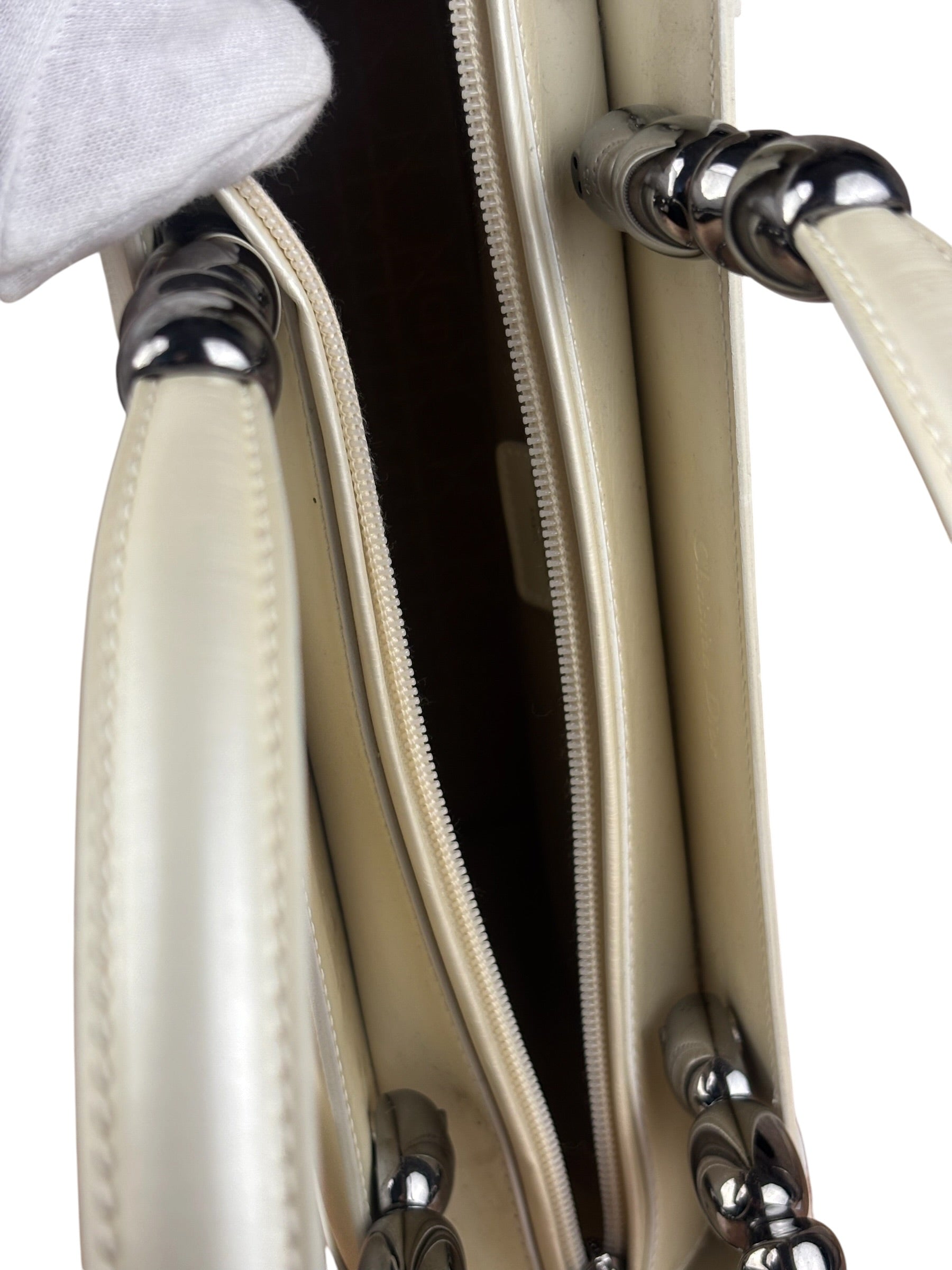 Christain Dior Leather Chrome Beaded Malice Tote Bag