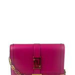 Versace Pink Leather Greca Goddess Flap Wallet-On-Chain