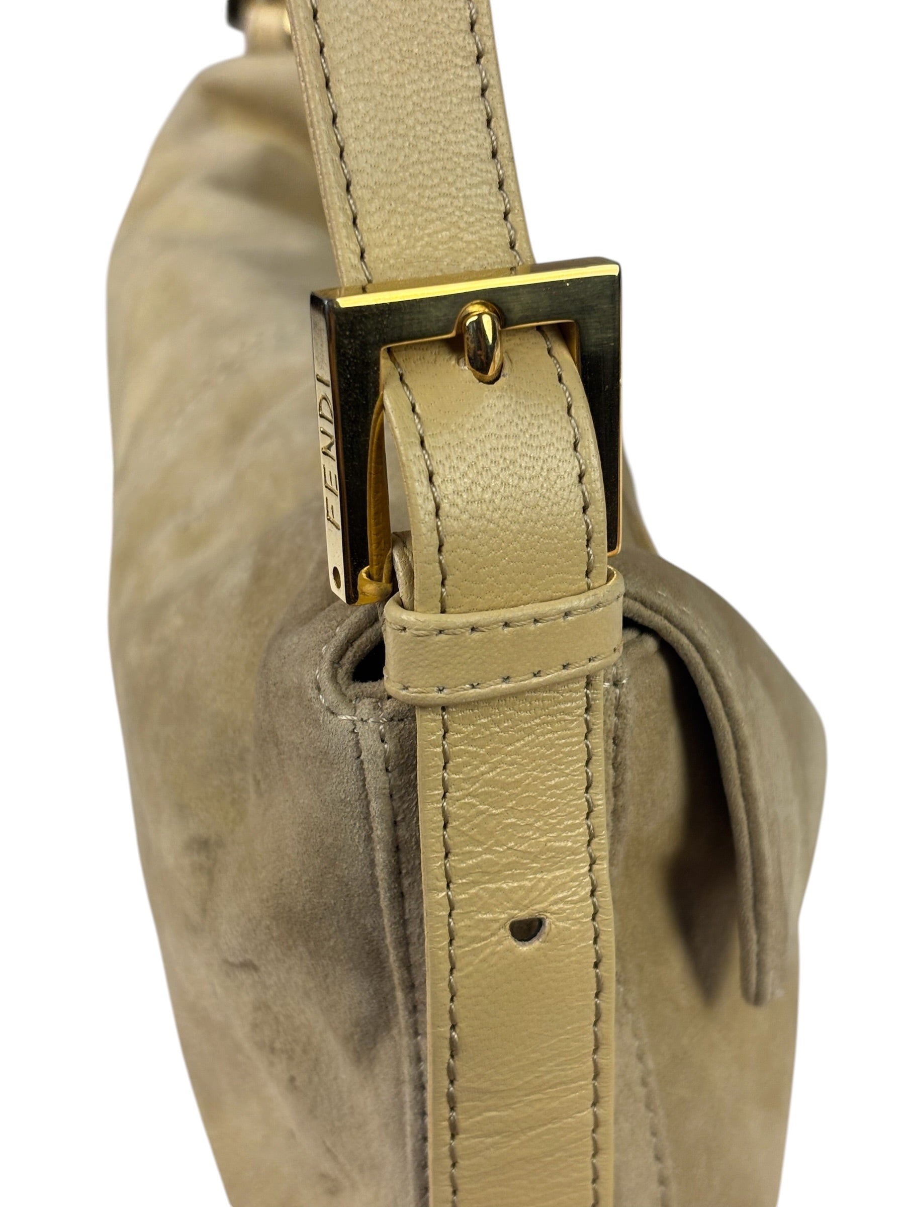 Fendi Beige Suede/Leather Trim Baguette