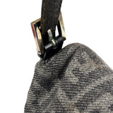 Fendi Grey/Black Leather Trim/Wool Zucca Baguette
