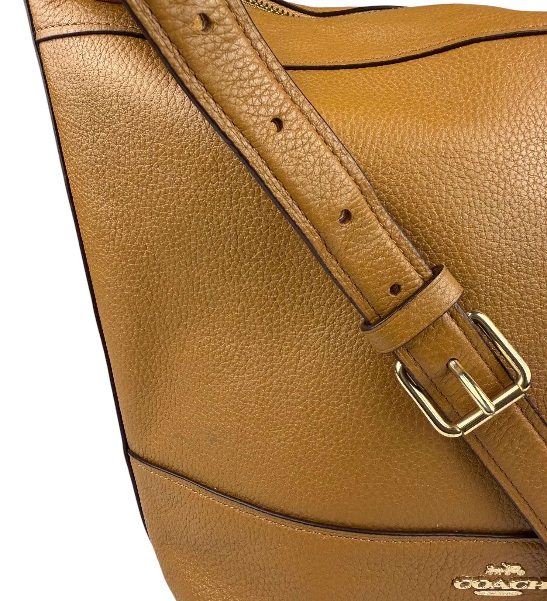 Coach Camel Leather Paxton Bucket Crossbody