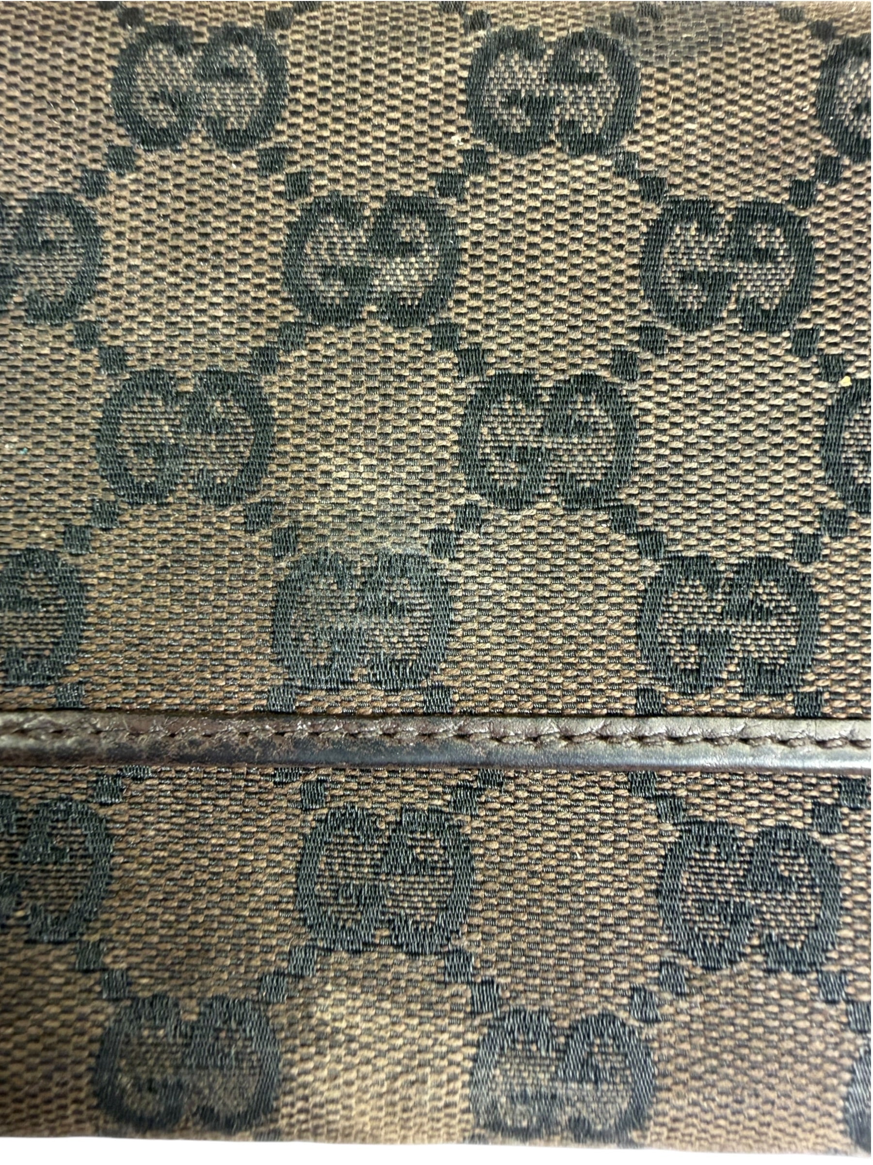 Gucci Brown Leather Trim GG TriFold Long Wallet