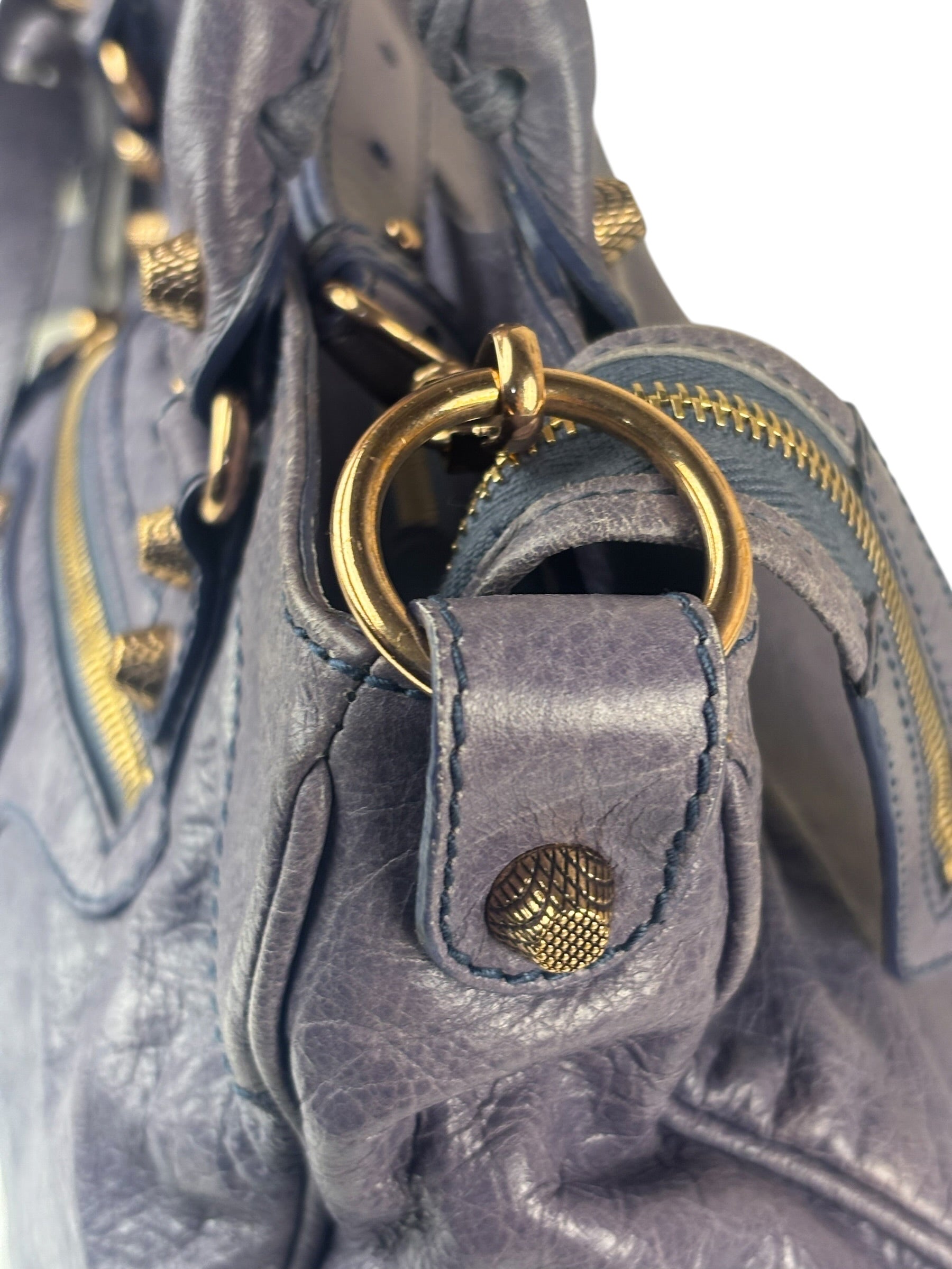 Balenciaga Purple Leather City Two-Way Bag