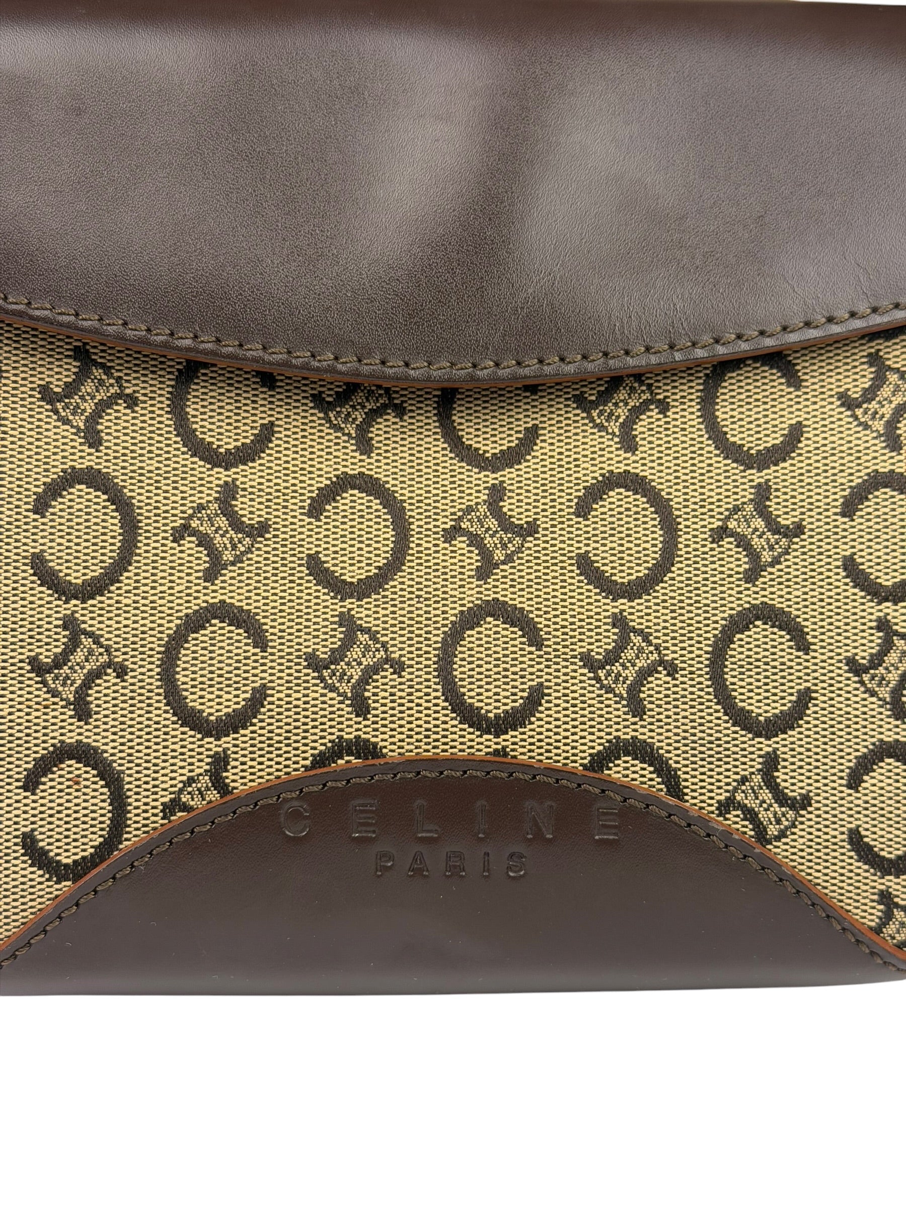 Celine Brown Leather Trim C Macadam Hobo Bag