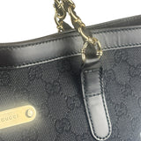 Gucci GG Black Canvas Capri Chain Tote Bag