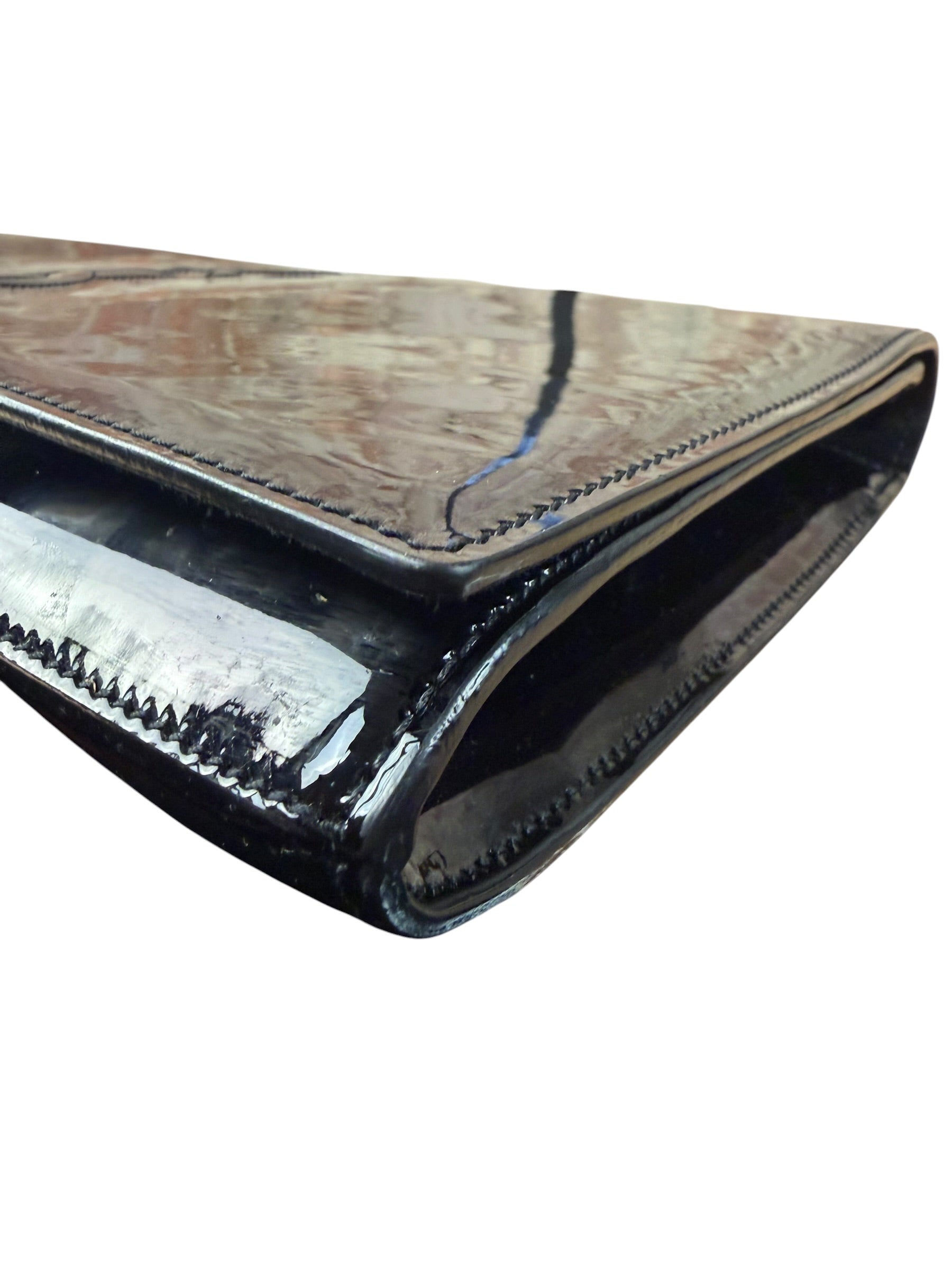 Yves Saint Laurent Black Patent Leather Belle De Jour Clutch