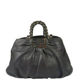 Fendi Vintage Black Leather Mia Chain Tote