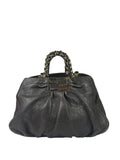 Fendi Vintage Black Leather Mia Chain Tote