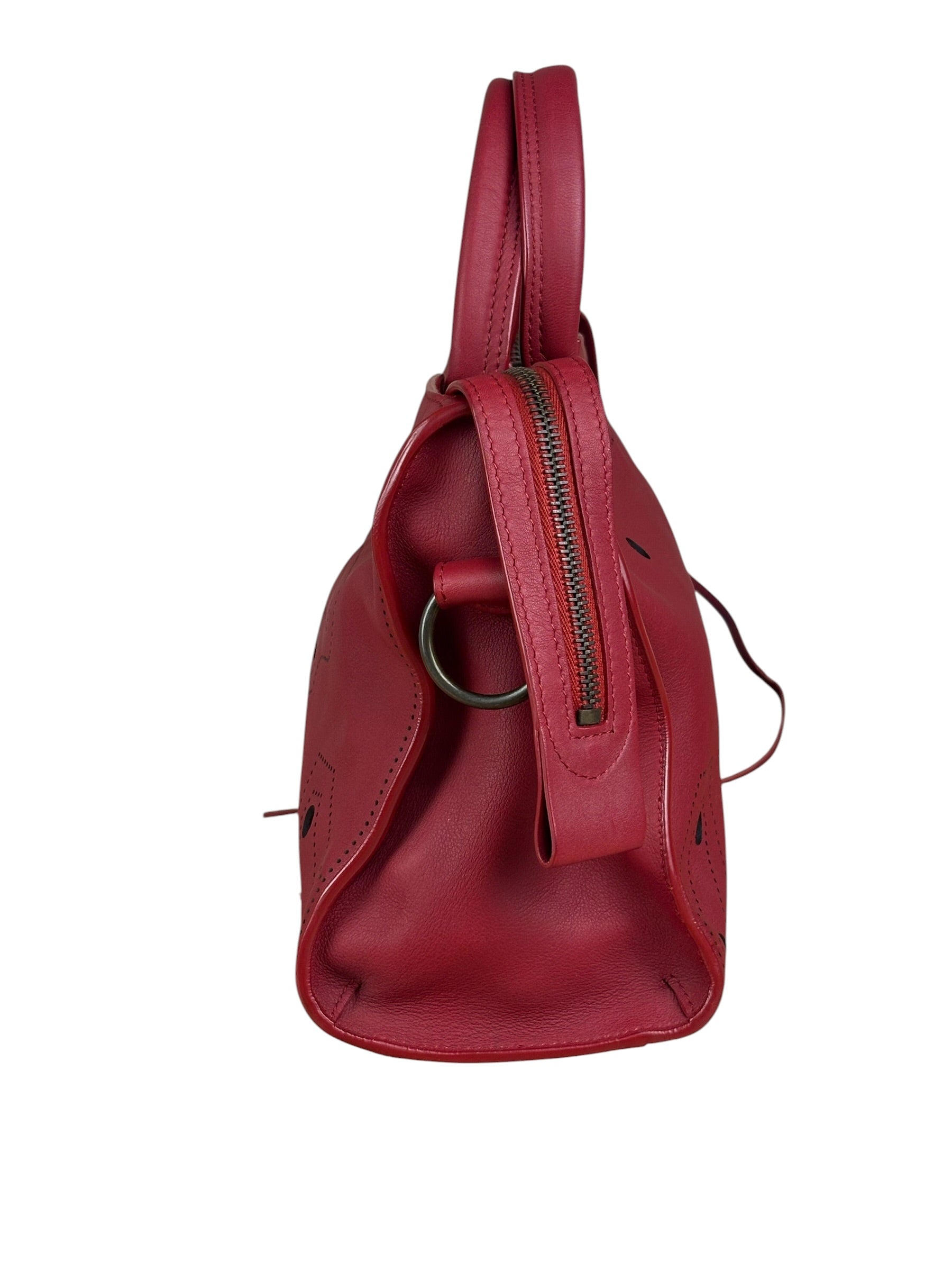 Balenciaga Red Leather Blackout City Two-Way Bag