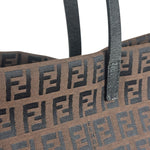 Fendi FF Vintage Brown Zucca Print Zip Shoulder Tote