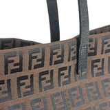 Fendi FF Vintage Brown Zucca Print Zip Shoulder Tote