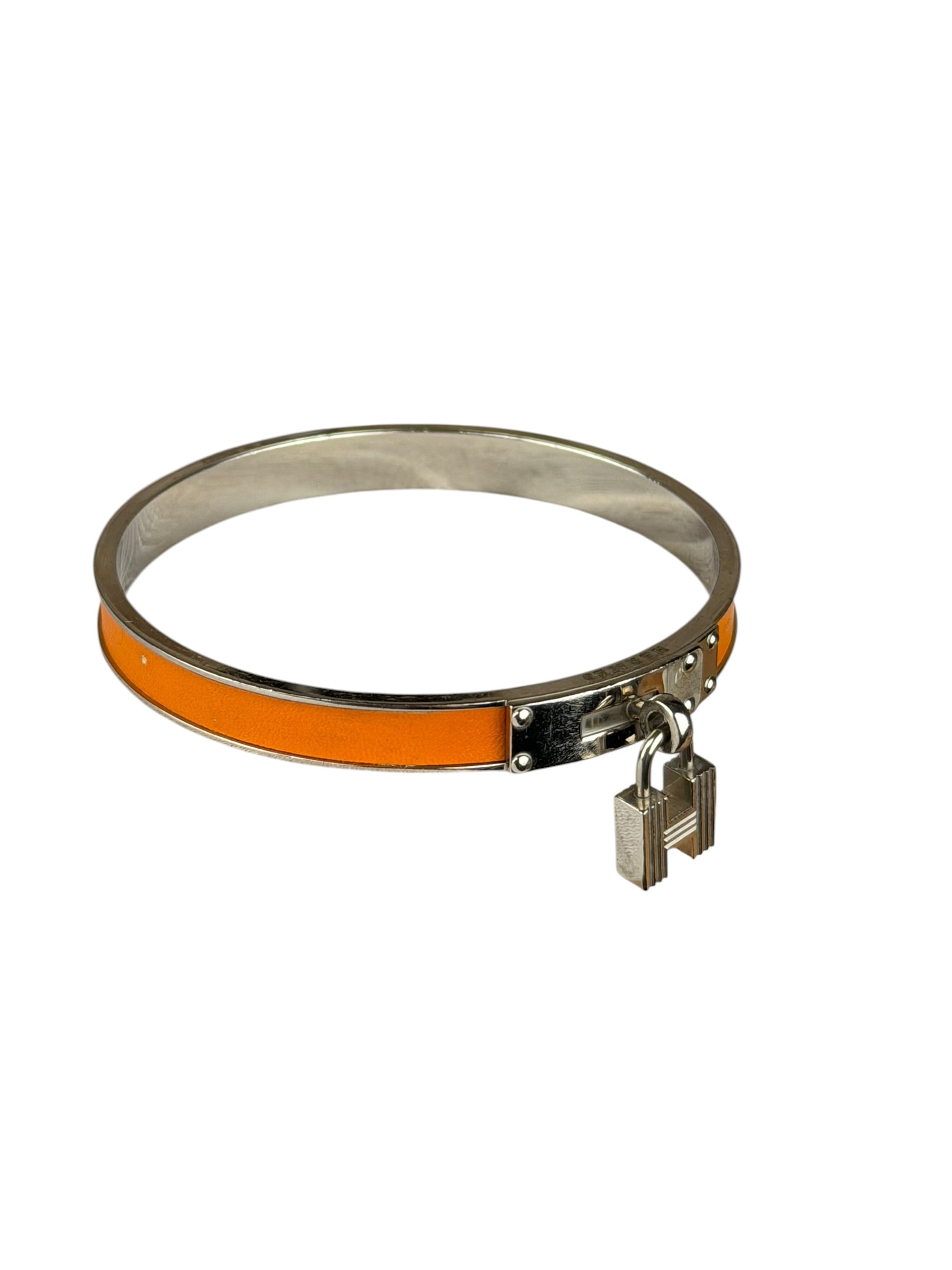Hermes Orange Kelly H Lock Mini Clic Bracelet