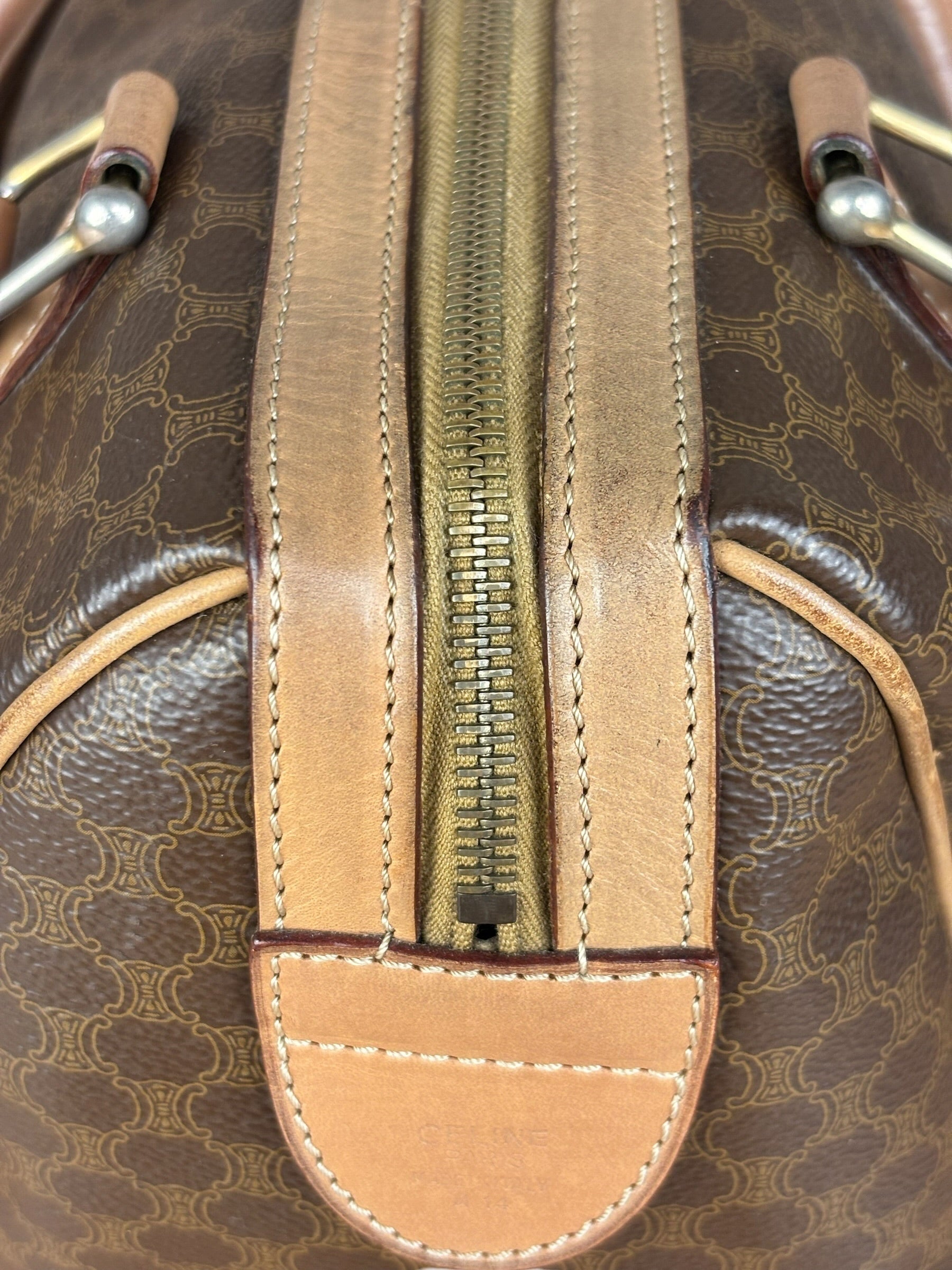 Celine Brown Leather Boston Handbag