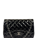 Chanel Black Quilted Patent Leather Double Flap Bag 2011