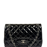 Chanel Black Quilted Patent Leather Double Flap Bag 2011