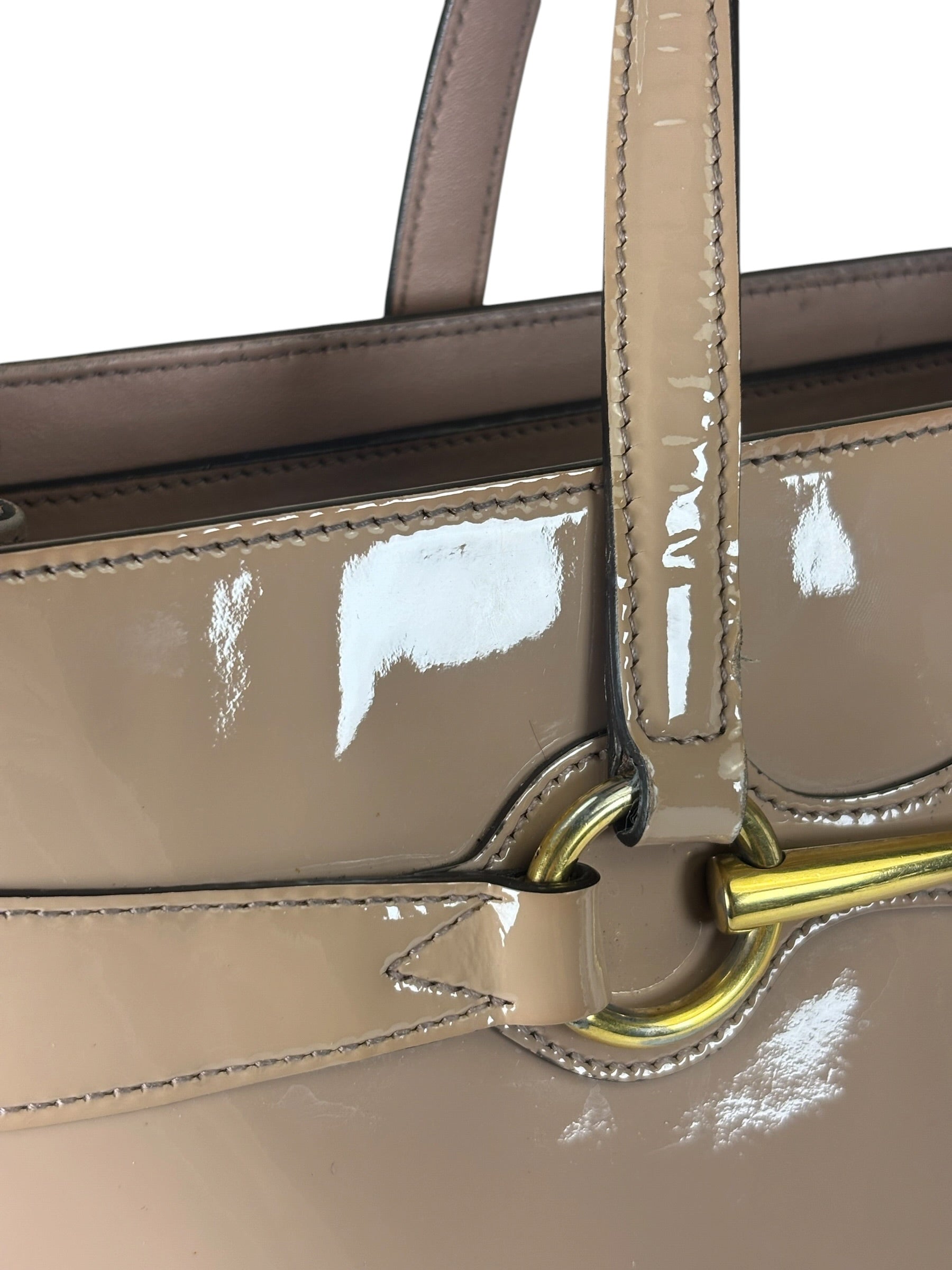 Gucci Dusty Rose Patent Leather Horsebit Two-Way Tote